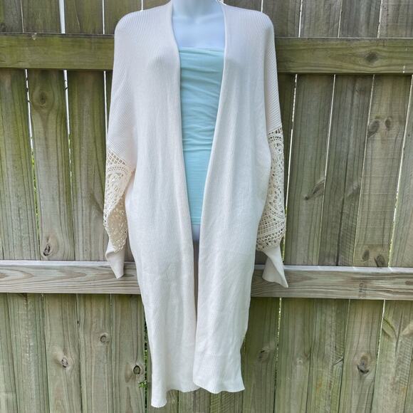 NWT Express cream ribbed oversized tunic cardigan - Picture 1 of 5